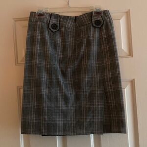 Elegant Charcoal Plaid Pencil Skirt